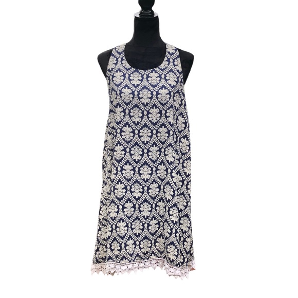 buttons Dresses & Skirts - Buttons Navy Blue Victorian Print Dress size Medium